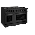 ZLINE 48 in. 6.7 cu. ft. Select Double Oven Dual Fuel Range in Black Stainless Steel with 8 Brass Burners, Open Box-Great Condition