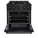 ZLINE 30 in. 4.2 cu. ft. Select Dual Fuel Range with 4 Burner Gas Cooktop and Electric Convection Oven in Black Stainless Steel (HDRB-30)