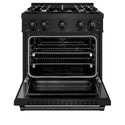 ZLINE 30 in. 4.2 cu. ft. Select Dual Fuel Range with 4 Burner Gas Cooktop and Electric Convection Oven in Black Stainless Steel, Open Box-Great Condition
