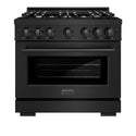 ZLINE 36 in. 5.2 cu. ft. Select Dual Fuel Range with 6 Burner Gas Cooktop and Electric Convection Oven in Black Stainless Steel, Open Box-Great Condition
