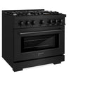 ZLINE 36 in. 5.2 cu. ft. Select Dual Fuel Range with 6 Burner Gas Cooktop and Electric Convection Oven in Black Stainless Steel, Open Box-Great Condition