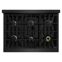 ZLINE 36 in. 5.2 cu. ft. Select Dual Fuel Range with 6 Burner Gas Cooktop and Electric Convection Oven in Black Stainless Steel, Open Box-Great Condition