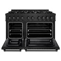 ZLINE 48 in. 6.7 cu. ft. Select Double Oven Dual Fuel Range with 8 Burner Gas Cooktop in Black Stainless Steel, Open Box-Great Condition