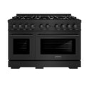 ZLINE 48 in. 6.7 cu. ft. Select Double Oven Dual Fuel Range with 8 Burner Gas Cooktop in Black Stainless Steel, Open Box-Great Condition