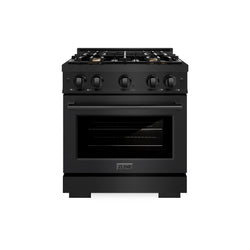 ZLINE 30 in. 4.2 cu. ft. Select Gas Range with Convection Gas Oven in Black Stainless Steel with 4 Brass Burners (HGRB-BR-30)