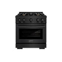ZLINE 30 in. 4.2 cu. ft. Select Gas Range with Convection Gas Oven in Black Stainless Steel with 4 Brass Burners, Open Box-Great Condition