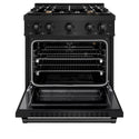 ZLINE 30 in. 4.2 cu. ft. Select Gas Range with Convection Gas Oven in Black Stainless Steel with 4 Brass Burners, Open Box-Great Condition