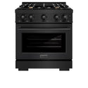 ZLINE 30 in. 4.2 cu. ft. Select Gas Range with Convection Gas Oven in Black Stainless Steel with 4 Brass Burners, Open Box-Great Condition