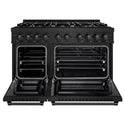 ZLINE 48 in. 6.7 cu. ft. Select Double Oven Gas Range in Black Stainless Steel with 8 Brass Burners, Open Box-Great Condition