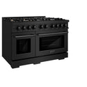 ZLINE 48 in. 6.7 cu. ft. Select Double Oven Gas Range in Black Stainless Steel with 8 Brass Burners (HGRB-BR-48)