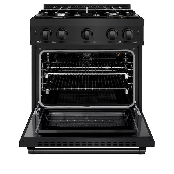ZLINE 30 in. 4.2 cu. ft. Select Gas Range with 4 Burner Cooktop and Convection Gas Oven in Black Stainless Steel, Open Box-Great Condition