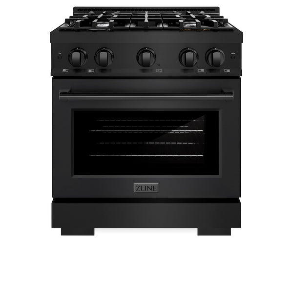ZLINE 30 in. 4.2 cu. ft. Select Gas Range with 4 Burner Cooktop and Convection Gas Oven in Black Stainless Steel, Open Box-Great Condition