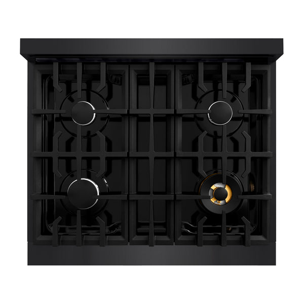 ZLINE 30 in. 4.2 cu. ft. Select Gas Range with 4 Burner Cooktop and Convection Gas Oven in Black Stainless Steel (HGRB-30)