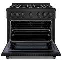 ZLINE 36 in. 5.2 cu. ft. Select Gas Range with 6 Burner Cooktop and Convection Gas Oven in Black Stainless Steel, Open Box-Great Condition