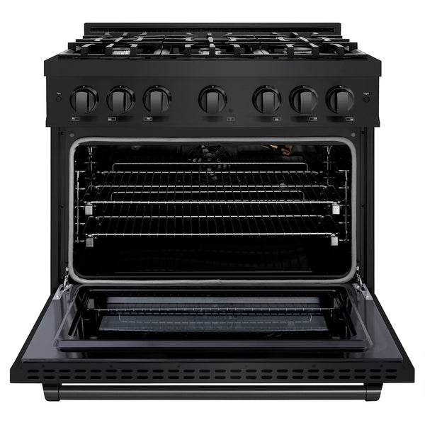 ZLINE 36 in. 5.2 cu. ft. Select Gas Range with 6 Burner Cooktop and Convection Gas Oven in Black Stainless Steel, Open Box-Great Condition
