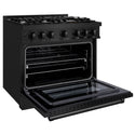 ZLINE 36 in. 5.2 cu. ft. Select Gas Range with 6 Burner Cooktop and Convection Gas Oven in Black Stainless Steel (HGRB-36)