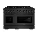 ZLINE 48 in. 6.7 cu. ft. Select Double Oven Gas Range with 8 Burner Cooktop in Black Stainless Steel (HGRB-48)