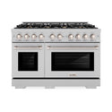 ZLINE 48 in. 6.7 cu. ft. Select Double Oven Dual Fuel Range in DuraSnow® Stainless Steel with 8 Brass Burners (HDRS-BR-48)