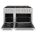 ZLINE 48 in. 6.7 cu. ft. Select Double Oven Dual Fuel Range in DuraSnow® Stainless Steel with 8 Brass Burners (HDRS-BR-48)