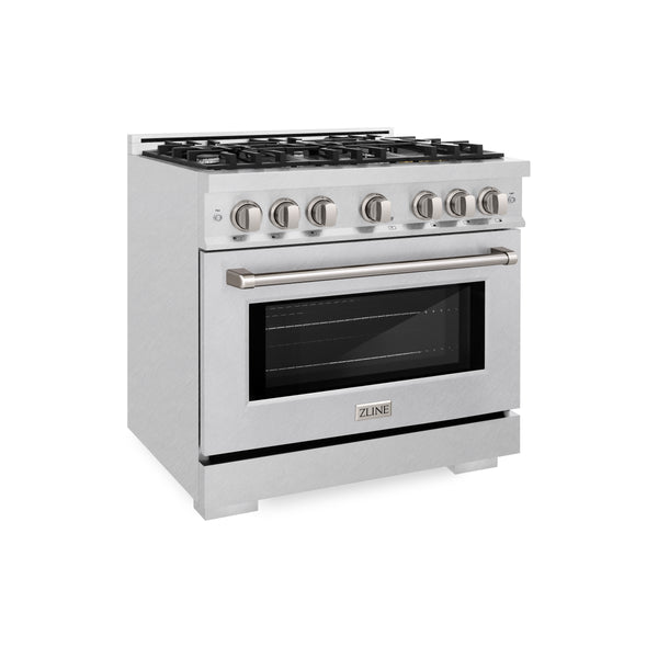 ZLINE 36 in. 5.2 cu. ft. Select Dual Fuel Range with 6 Burner Gas Cooktop and Electric Convection Oven in DuraSnow® Stainless Steel (HDRS-36)