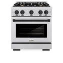 ZLINE Autograph Edition 30 in. 4.2 cu. ft. Select Gas Range with 4 Burner Cooktop and Convection Gas Oven in DuraSnow® Stainless Steel and Matte Black Accents (HGRSZ-30-MB)