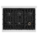 ZLINE 36 in. 5.2 cu. ft. Select Gas Range with 6 Burner Cooktop and Convection Gas Oven in DuraSnow® Stainless Steel with Black Matte Door (HGRS-BLM-36)