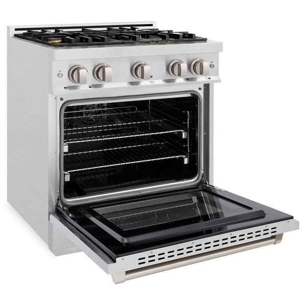 ZLINE 30 in. 4.2 cu. ft. Select Gas Range with Convection Gas Oven in DuraSnow® Stainless Steel with 4 Brass Burners (HGRS-BR-30)