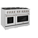 ZLINE 48 in. 6.7 cu. ft. Select Double Oven Gas Range in DuraSnow® Stainless Steel with 8 Brass Burners (HGRS-BR-48)