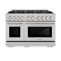 ZLINE 48 in. 6.7 cu. ft. Select Double Oven Gas Range with 8 Burner Cooktop in DuraSnow® Stainless Steel (HGRS-48)