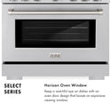 ZLINE 36 in. 5.2 cu. ft. Select Gas Range with 6 Burner Cooktop and Convection Gas Oven in Stainless Steel, Open Box-Great Condition