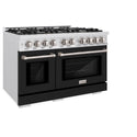 ZLINE 48 in. 6.7 cu. ft. Select Double Oven Dual Fuel Range with 8 Burner Gas Cooktop in Satin Stainless Steel with Black Matte Doors, Open Box-Great Condition