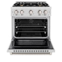 ZLINE 30 in. 4.2 cu. ft. Select Dual Fuel Range with Gas Cooktop and Electric Convection Oven in Satin Stainless Steel with 4 Brass Burners, Open Box-Great Condition