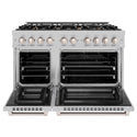 ZLINE 48 in. 6.7 cu. ft. Select Double Oven Dual Fuel Range in Satin Stainless Steel with 8 Brass Burners, Open Box-Great Condition