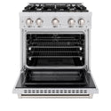 ZLINE 30 in. 4.2 cu. ft. Select Dual Fuel Range with 4 Burner Gas Cooktop and Electric Convection Oven in Satin Stainless Steel, Open Box-Great Condition