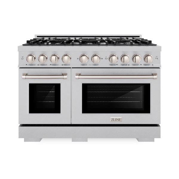 ZLINE 48 in. 6.7 cu. ft. Select Double Oven Dual Fuel Range with 8 Burner Gas Cooktop in Satin Stainless Steel, Open Box-Great Condition