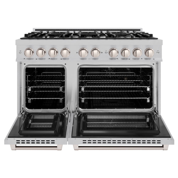 ZLINE 48 in. 6.7 cu. ft. Select Double Oven Dual Fuel Range with 8 Burner Gas Cooktop in Satin Stainless Steel, Open Box-Great Condition