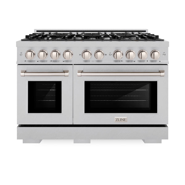 ZLINE 48 in. 6.7 cu. ft. Select Double Oven Dual Fuel Range with 8 Burner Gas Cooktop in Satin Stainless Steel, Open Box-Great Condition