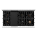 ZLINE Autograph Edition 48 in. 6.7 cu. ft. Select Double Oven Dual Fuel Range with 8 Burner Gas Cooktop in Satin Stainless Steel and Champagne Bronze Accents (HDRSZ-48-CB)