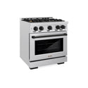 ZLINE Autograph Edition 30 in. 4.2 cu. ft. Select Dual Fuel Range with 4 Burner Gas Cooktop and Electric Convection Oven in Satin Stainless Steel with Matte Black Accents (HDRSZ-30-MB)