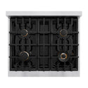 ZLINE Autograph Edition 30 in. 4.2 cu. ft. Select Dual Fuel Range with 4 Burner Gas Cooktop and Electric Convection Oven in Satin Stainless Steel with Matte Black Accents (HDRSZ-30-MB)