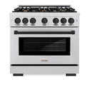 ZLINE Autograph Edition 36 in. 5.2 cu. ft. Select Dual Fuel Range with 6 Burner Gas Cooktop and Electric Convection Oven in Satin Stainless Steel with Matte Black Accents (HDRSZ-36-MB)