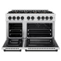 ZLINE Autograph Edition 48 in. 6.7 cu. ft. Select Double Oven Dual Fuel Range with 8 Burner Gas Cooktop in Satin Stainless Steel and Matte Black Accents (HDRSZ-48-MB)