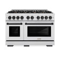 ZLINE Autograph Edition 48 in. 6.7 cu. ft. Select Double Oven Dual Fuel Range with 8 Burner Gas Cooktop in Satin Stainless Steel and Matte Black Accents, Open Box-Great Condition