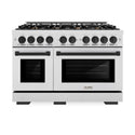 ZLINE Autograph Edition 48 in. 6.7 cu. ft. Select Double Oven Dual Fuel Range with 8 Burner Gas Cooktop in Satin Stainless Steel and Matte Black Accents (HDRSZ-48-MB)