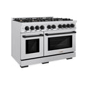 ZLINE Autograph Edition 48 in. 6.7 cu. ft. Select Double Oven Dual Fuel Range with 8 Burner Gas Cooktop in Satin Stainless Steel and Matte Black Accents, Open Box-Great Condition