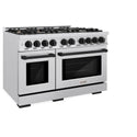 ZLINE Autograph Edition 48 in. 6.7 cu. ft. Select Double Oven Dual Fuel Range with 8 Burner Gas Cooktop in Satin Stainless Steel and Matte Black Accents, Open Box-Great Condition