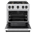 ZLINE Autograph Edition 30 in. 4.2 cu. ft. Select Dual Fuel Range with 4 Burner Gas Cooktop and Electric Convection Oven in Satin Stainless Steel with White Matte Door and Matte Black Accents, Open Box-Great Condition