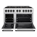 ZLINE Autograph Edition 48 in. 6.7 cu. ft. Select Double Oven Dual Fuel Range with 8 Burner Gas Cooktop in Satin Stainless Steel with White Matte Doors and Matte Black Accents (HDRSZ-WM-48-MB)