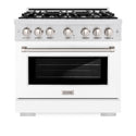 ZLINE 36 in. 5.2 cu. ft. Select Dual Fuel Range with 6 Burner Gas Cooktop and Electric Convection Oven in Satin Stainless Steel with White Matte Door, Open Box-Great Condition