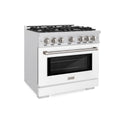 ZLINE 36 in. 5.2 cu. ft. Select Dual Fuel Range with 6 Burner Gas Cooktop and Electric Convection Oven in Satin Stainless Steel with White Matte Door, Open Box-Great Condition